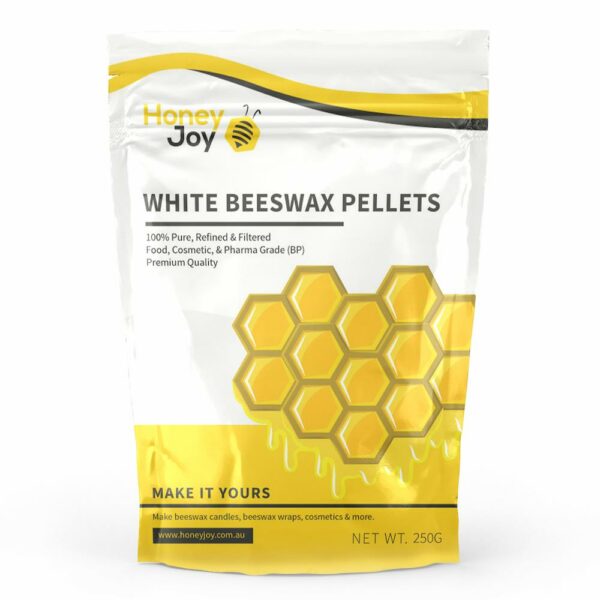 White beeswax pellets front label